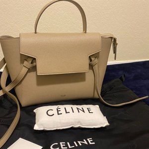 Celine Micro Belt Bag, Light Taupe in Grained Calfskin, NEW